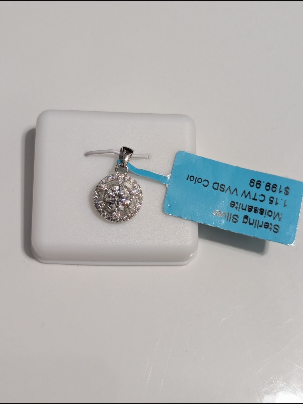 925 Sterling Silver Moissanite Halo Pendant